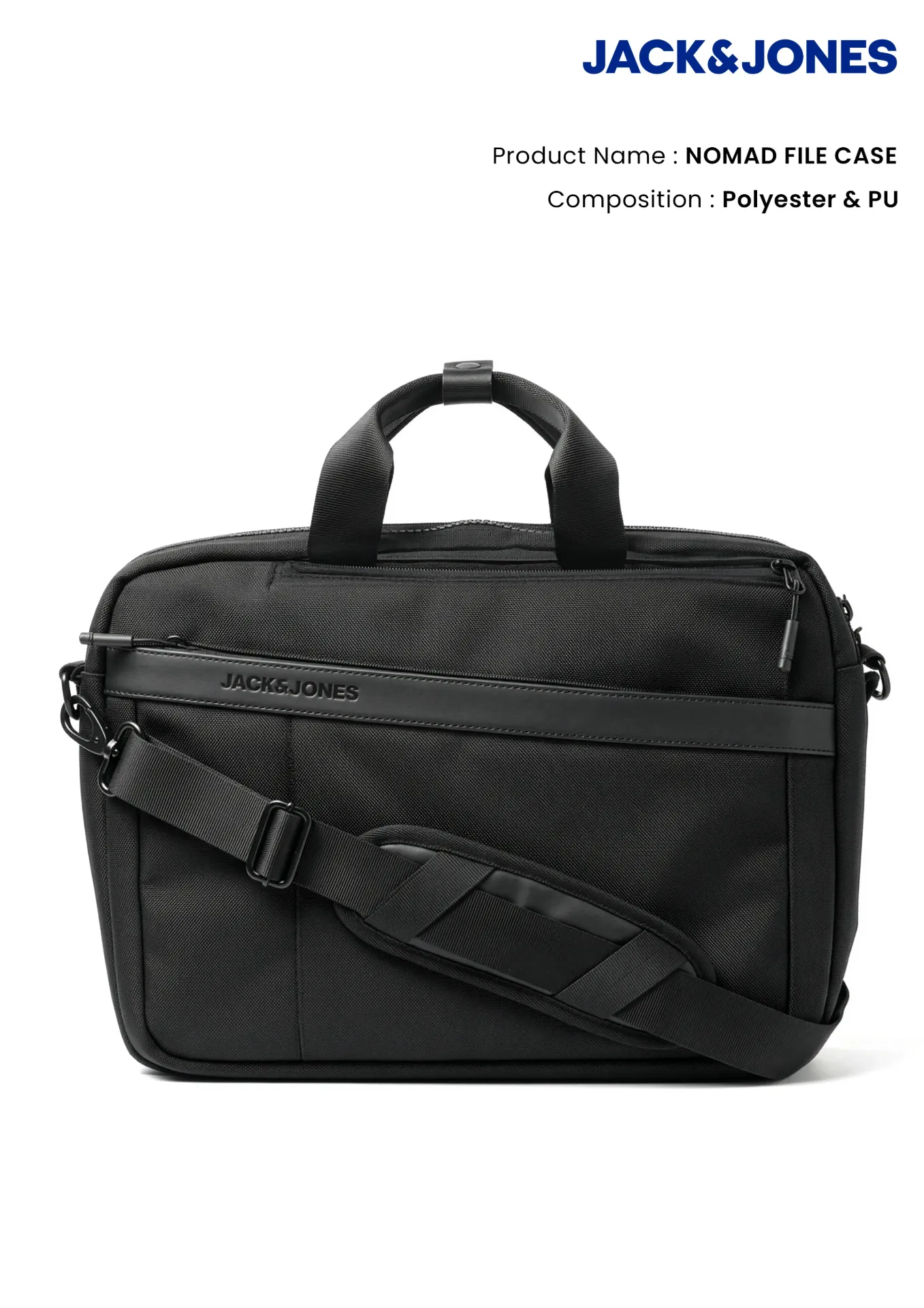 Jack & Jones Nomad File Case – 12L Laptop Office Bag with Shoulder Strap & Luggage Sleeve