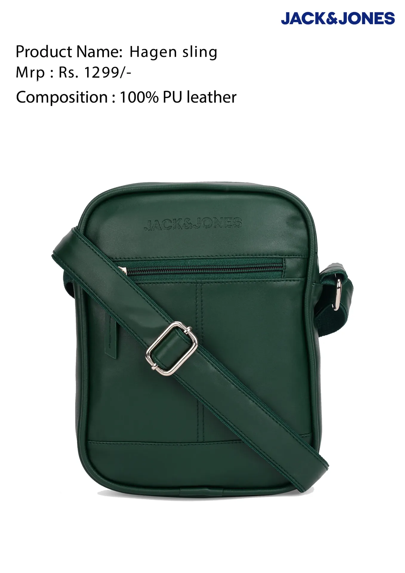 Jack & Jones Hagen Sling Bag – PU Leather Crossbody Sling with Dual Compartments
