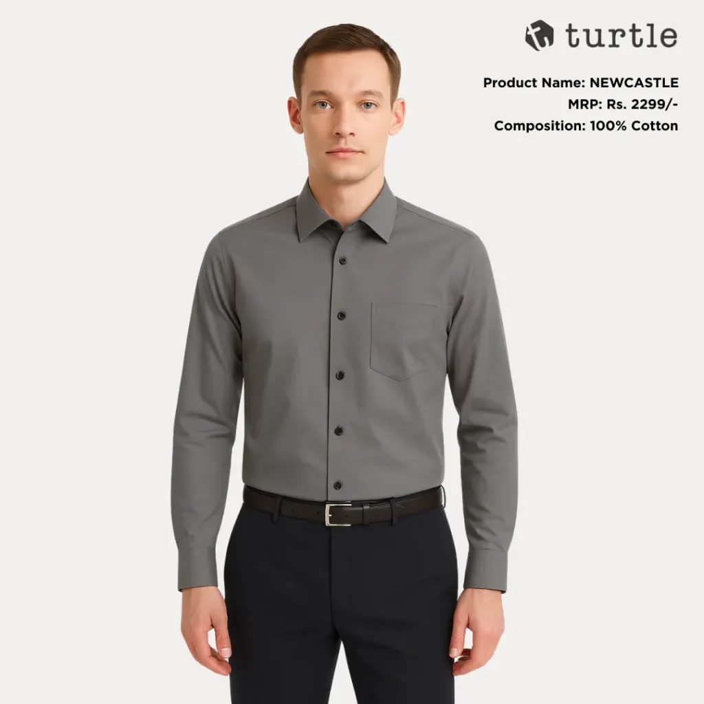 Turtle Newcastle Formal Shirt – 100% Cotton Satin Finish Tailored Fit Shirt