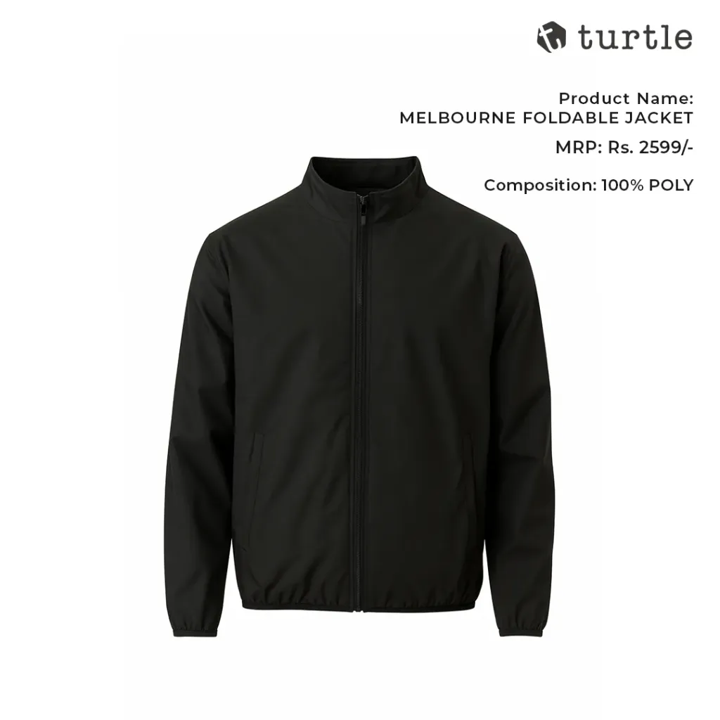 Turtle Melbourne Foldable Jacket – Ultra-Lightweight Water-Repellent Polyester Jacket (Grey)
