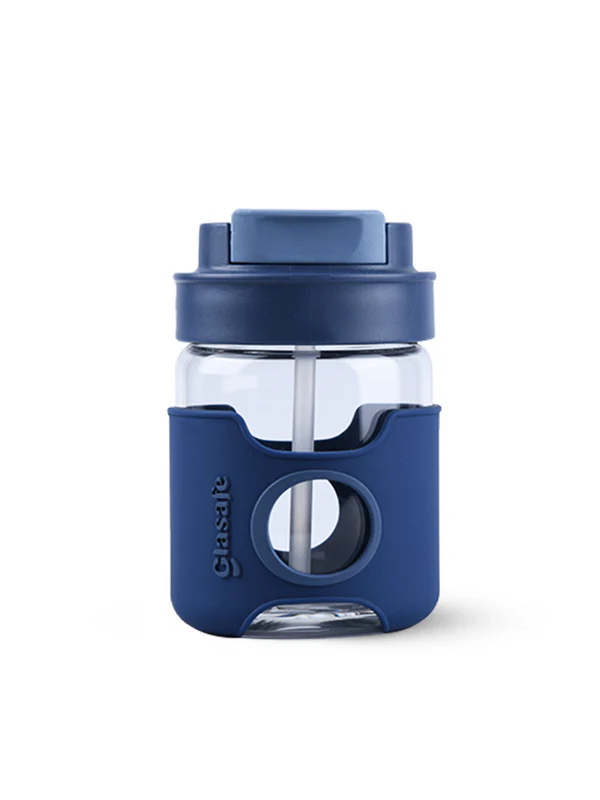 Glasafe FlipSip Glass Bottle – 360ml Borosilicate Sipper Bottle with Dual Sip & Chug Lid, Silicone Sleeve
