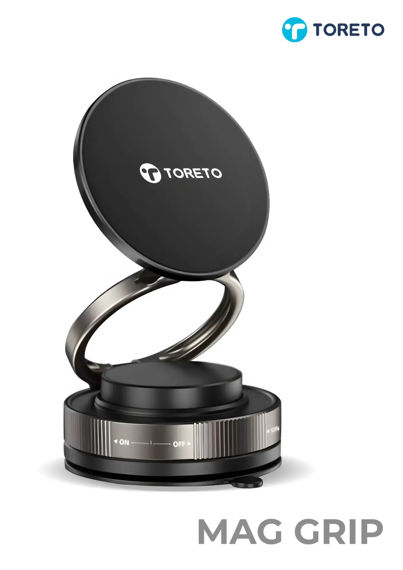 Toreto Mag Grip Magnetic Car Phone Holder with Vacuum Suction & 360° Rotation