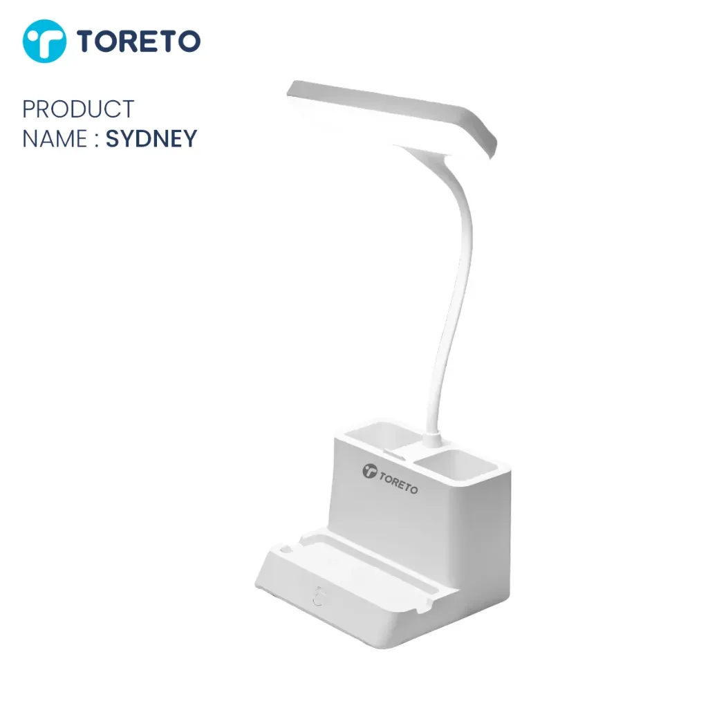 Toreto Sydney Smart LED Desk Lamp with Mobile Stand & Pen Holder – Study & Work Light