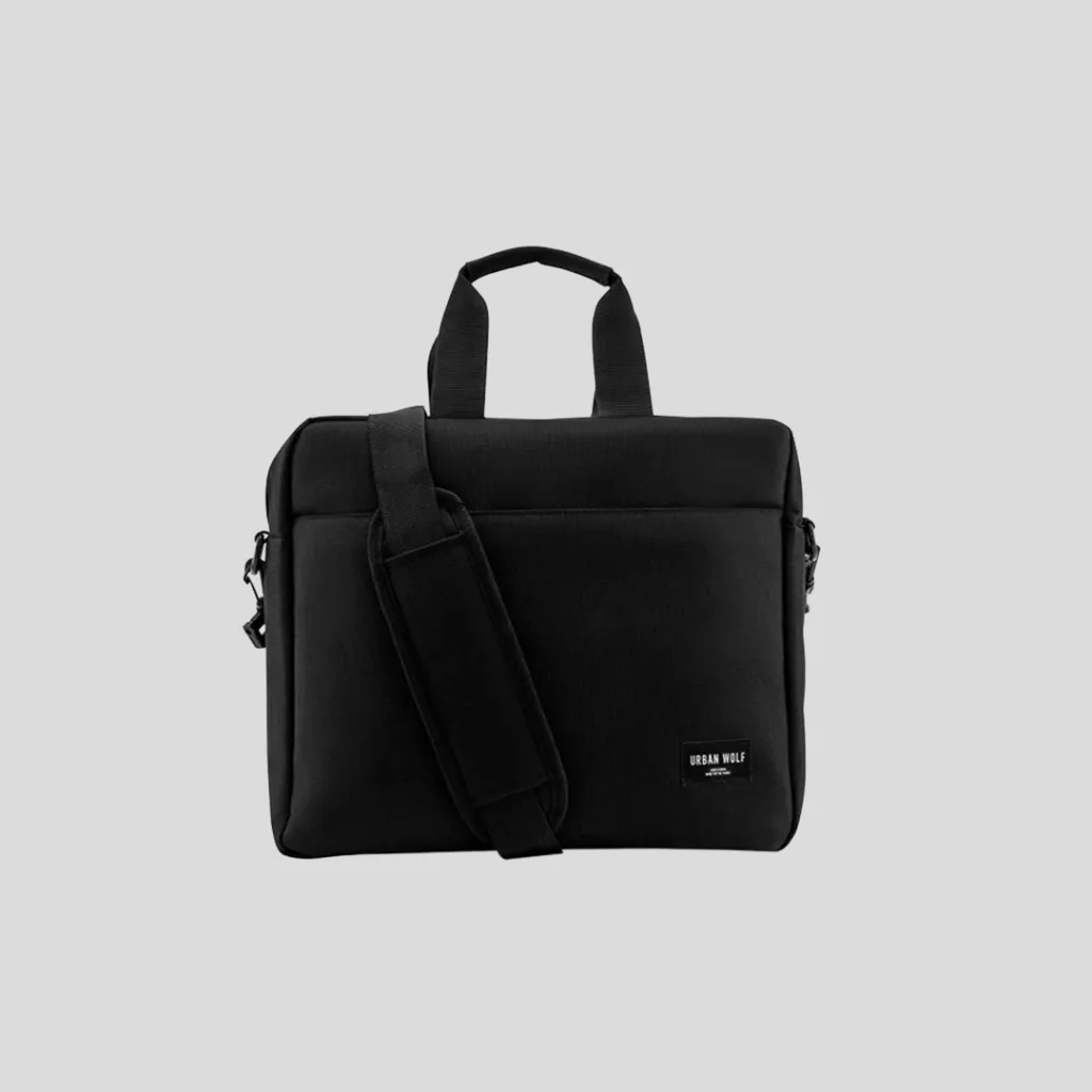 URBAN WOLF 15.6 inch Laptop Shoulder Messenger Sling Office Bag, Water Repellent Fabric for Men and Women (Black)