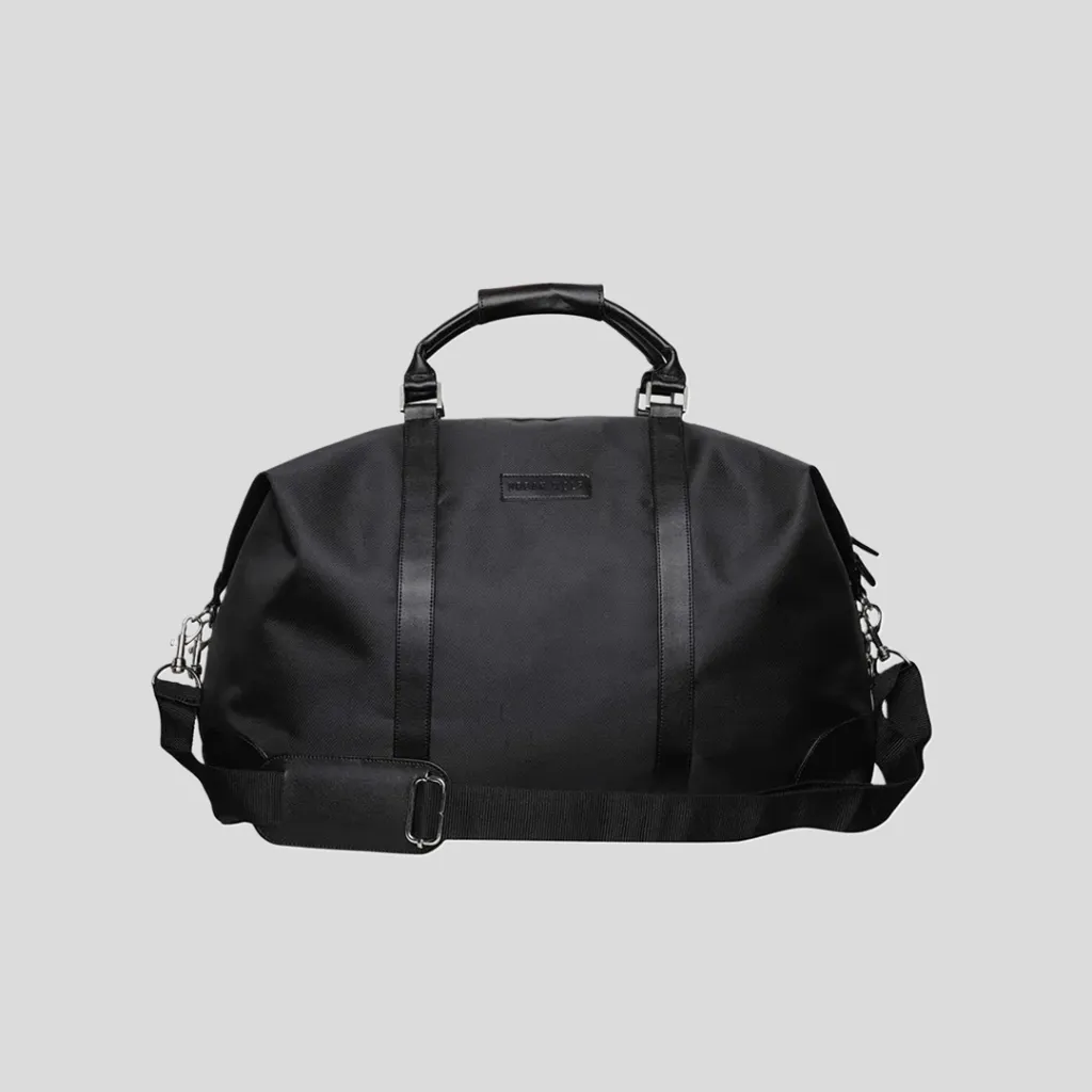 Urban Wolf Faux Leather Duffle Bag-Black