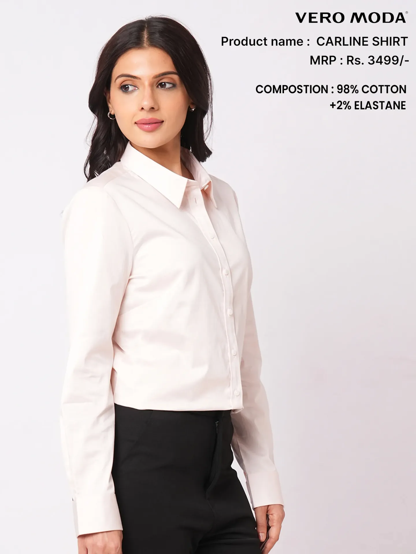Vero Moda Carline Satin Stretch Shirt – Women’s Cotton Elastane Formal Shirt